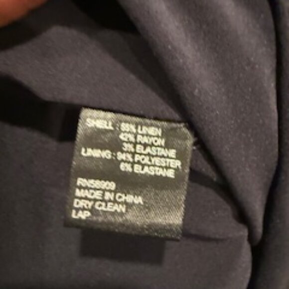 Antonio Melani Navy One-Shoulder Linen Dress with Bow Detail – Size 12 - Picture 8 of 9